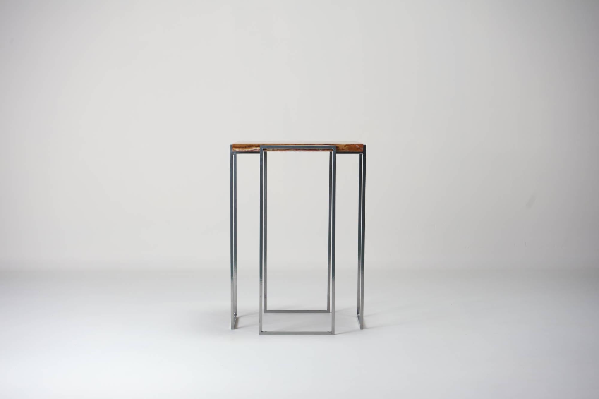 Italian Kaus Cromo, Persian Onyx Side Table By DFdesignlab Handmade in Italy For Sale