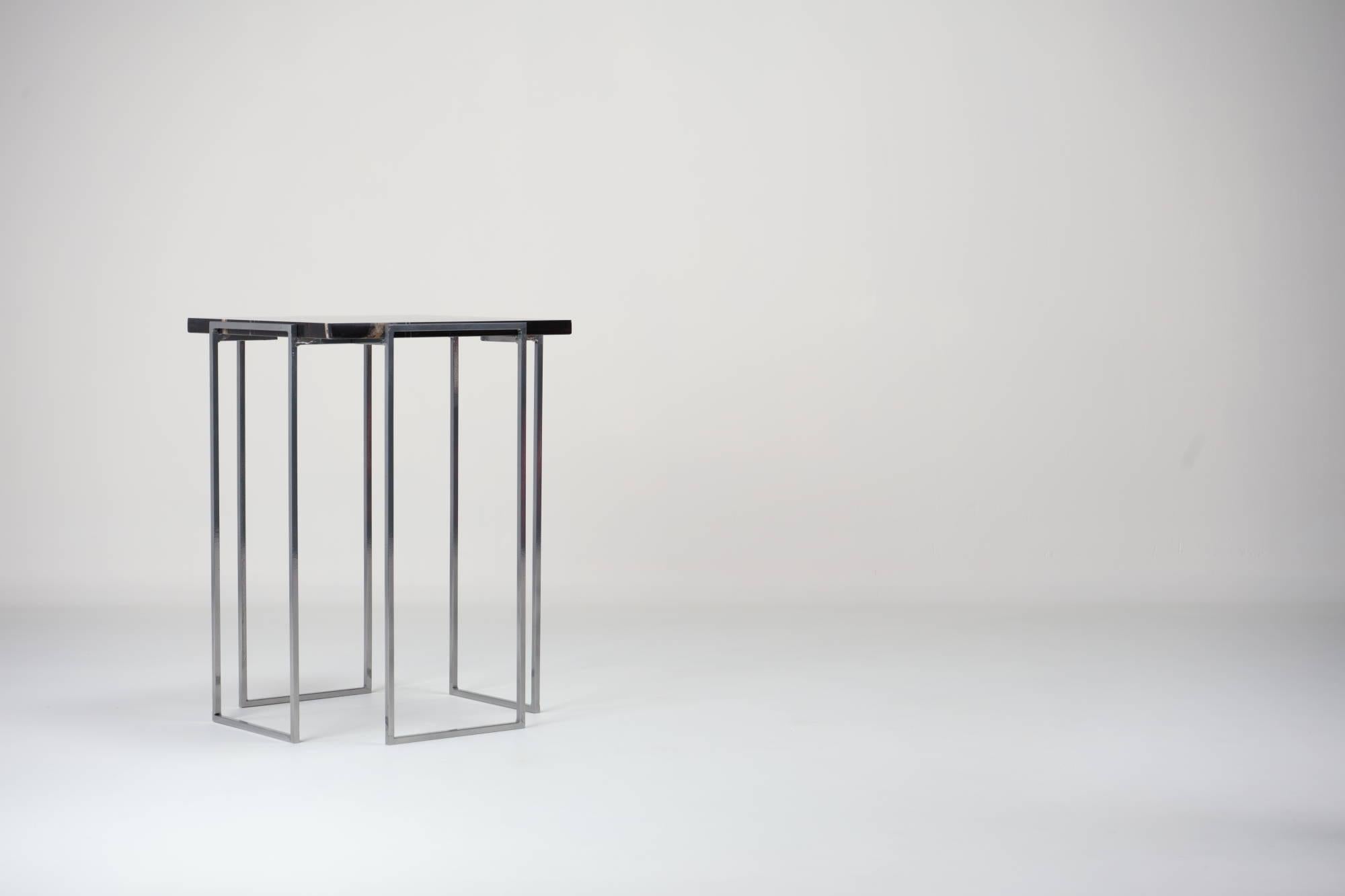 Metalwork Kaus Cromo, Sahara Noir Side Table By DFdesignlab Handmade in Italy For Sale