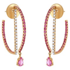 Kavant & Sharart 18k Rose Gold Pink Sapphire Geo Art Hoop Earrings