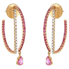 Kavant & Sharart 18k Roségold Rosa Saphir Geo Art Creolen Ohrringe