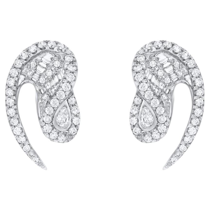 Kavant & Sharart 18k White Gold Diamond Talay Wave Earrings