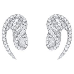 Kavant & Sharart 18k White Gold Diamond Talay Wave Earrings