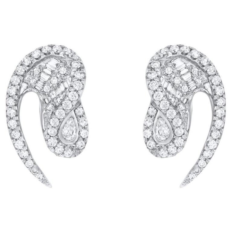 Kavant Kavant and Sharart 18k White Gold Diamond Talay Wave Earrings For Sale ...