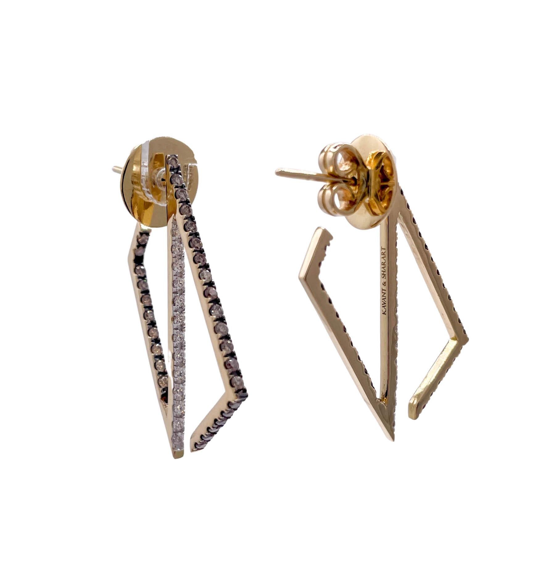 Kavant & Sharart Boucles d'oreilles géométriques en or jaune 18 carats et diamants Bon état - En vente à Boca Raton, FL