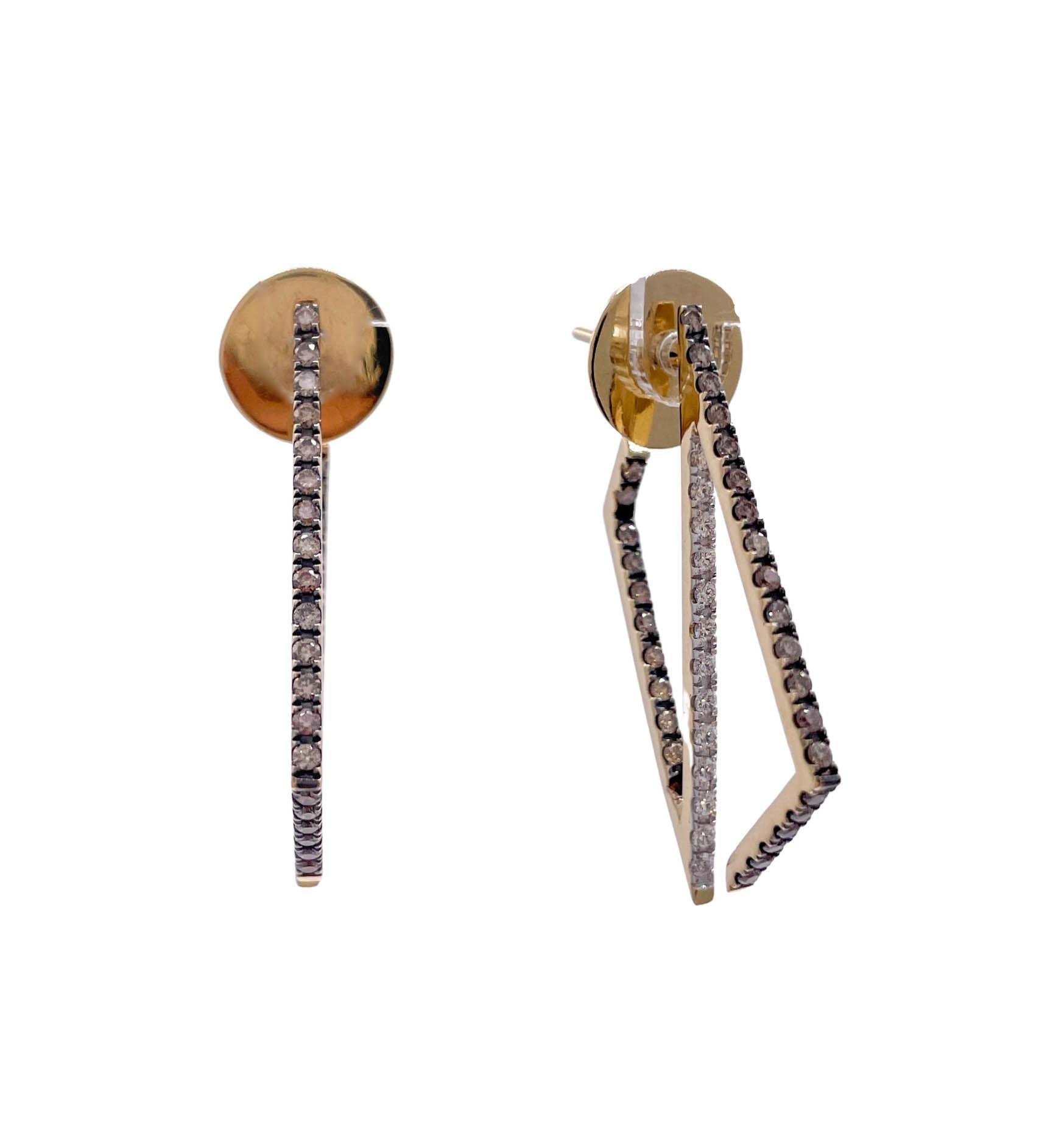 Kavant & Sharart Boucles d'oreilles géométriques en or jaune 18 carats et diamants en vente
