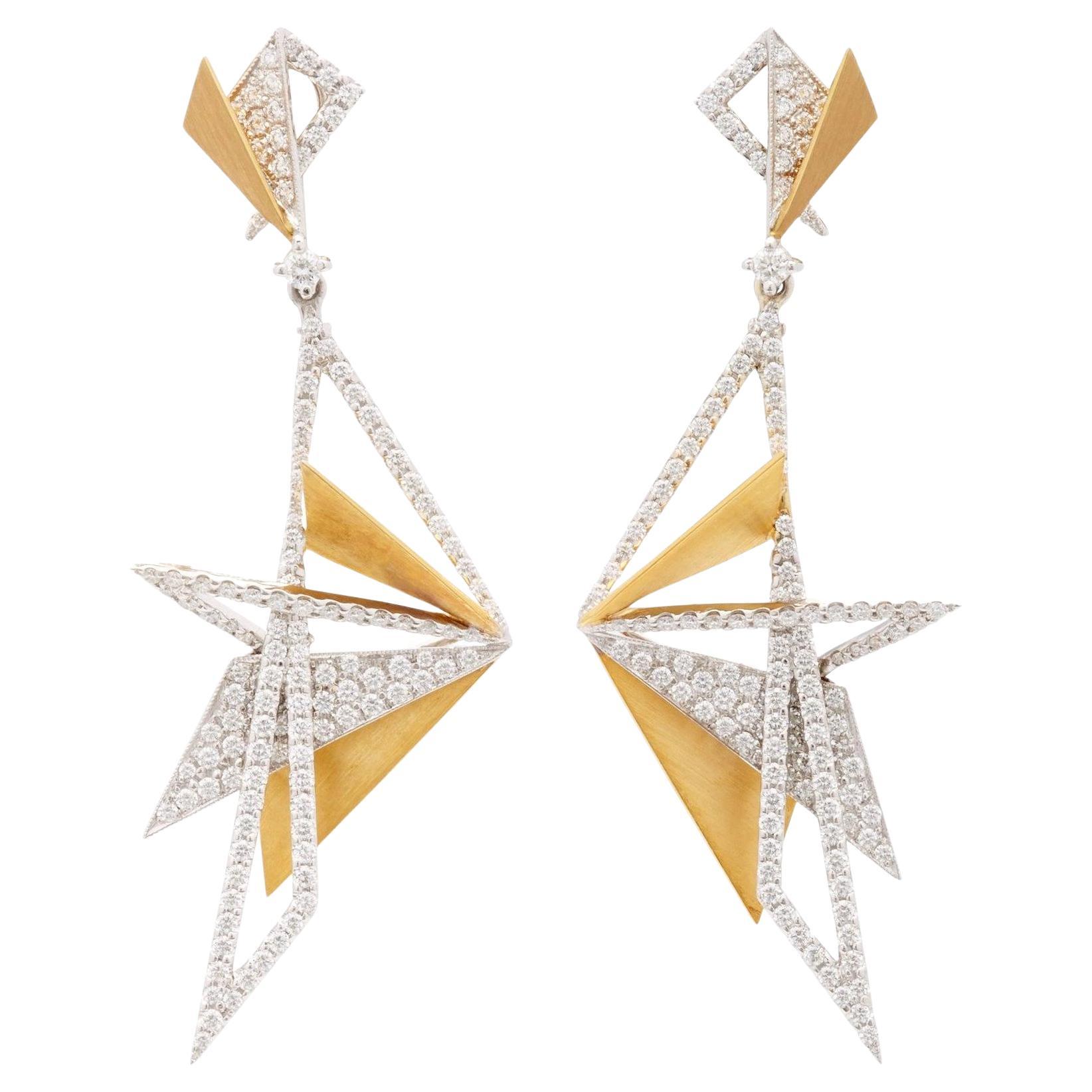 Kavant & Sharart 18k Yellow Gold Diamond Origami Aura Earrings