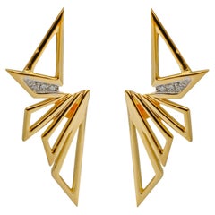 Kavant & Sharart 18k Yellow Gold Diamond Origami Earrings