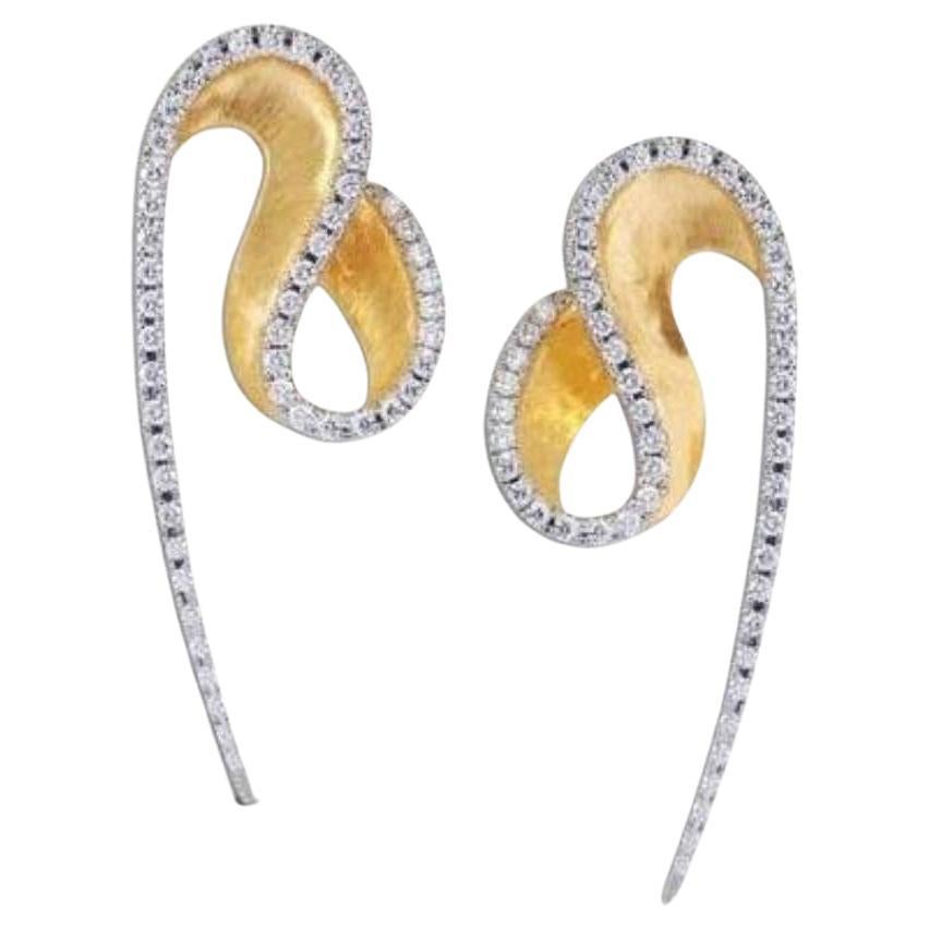 Kavant & Sharart 18k Yellow Gold Diamond Talay Wave Earring For Sale