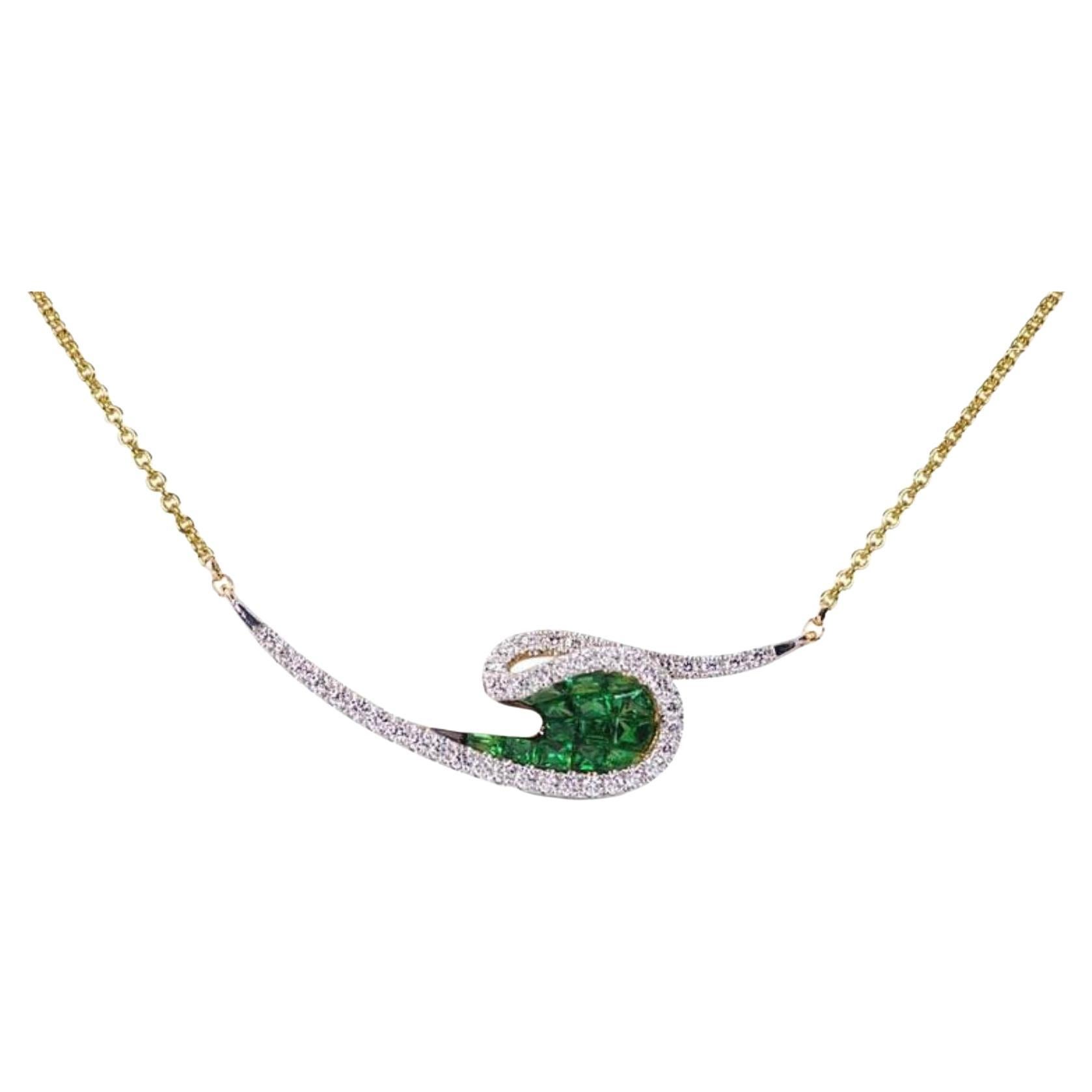 Kavant & Sharart 18k Yellow Gold Tsavorite Talay Wave Necklace For Sale