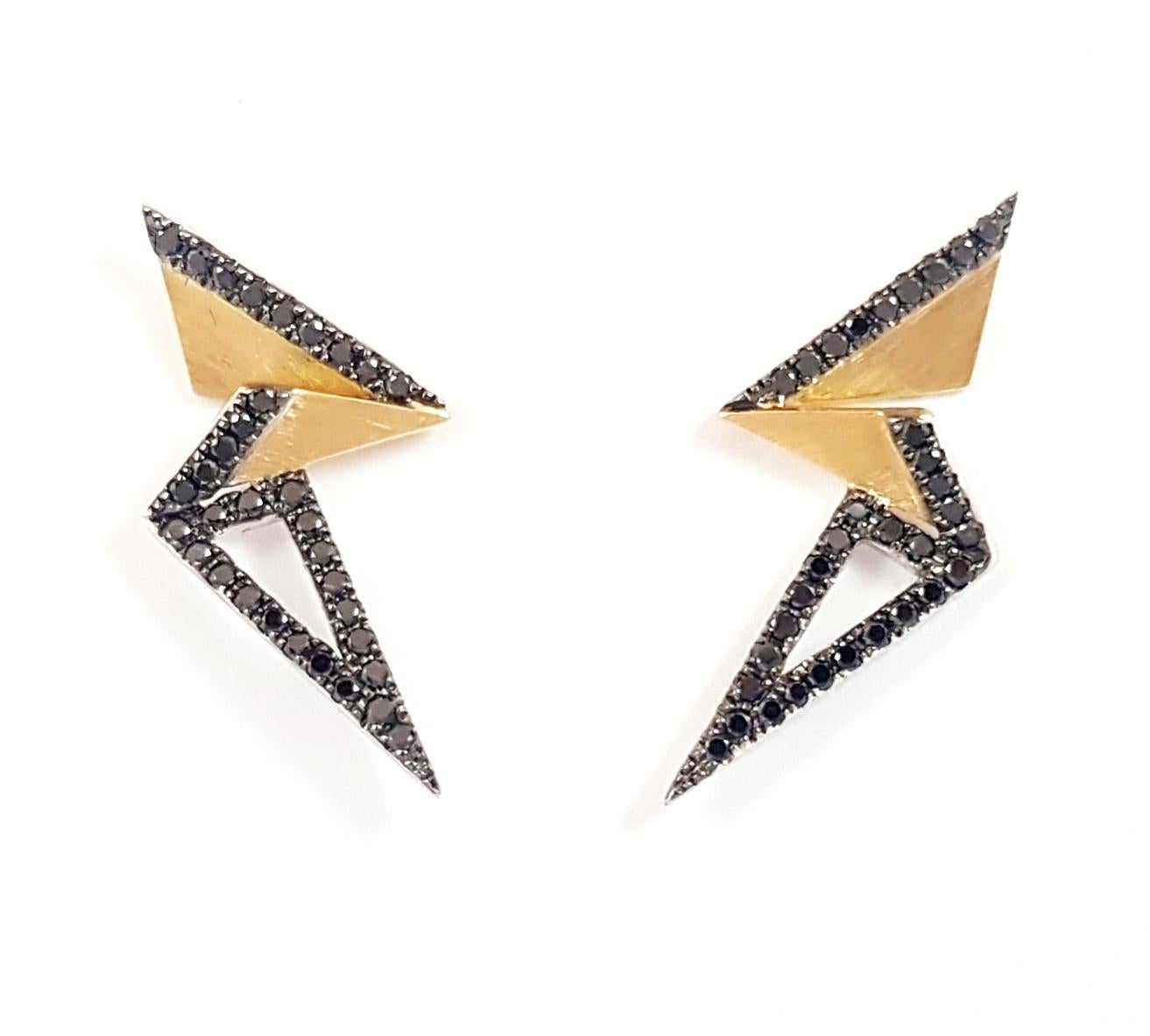 Black Diamond 0.63 carat Earrings set in 18K Gold Settings

Width: 1.4 cm
Length: 3.0 cm
Weight: 6.36 grams

The ancient Japanese tradition of paper folding has inspired the form and elements of this modern collection. With a series of folds and