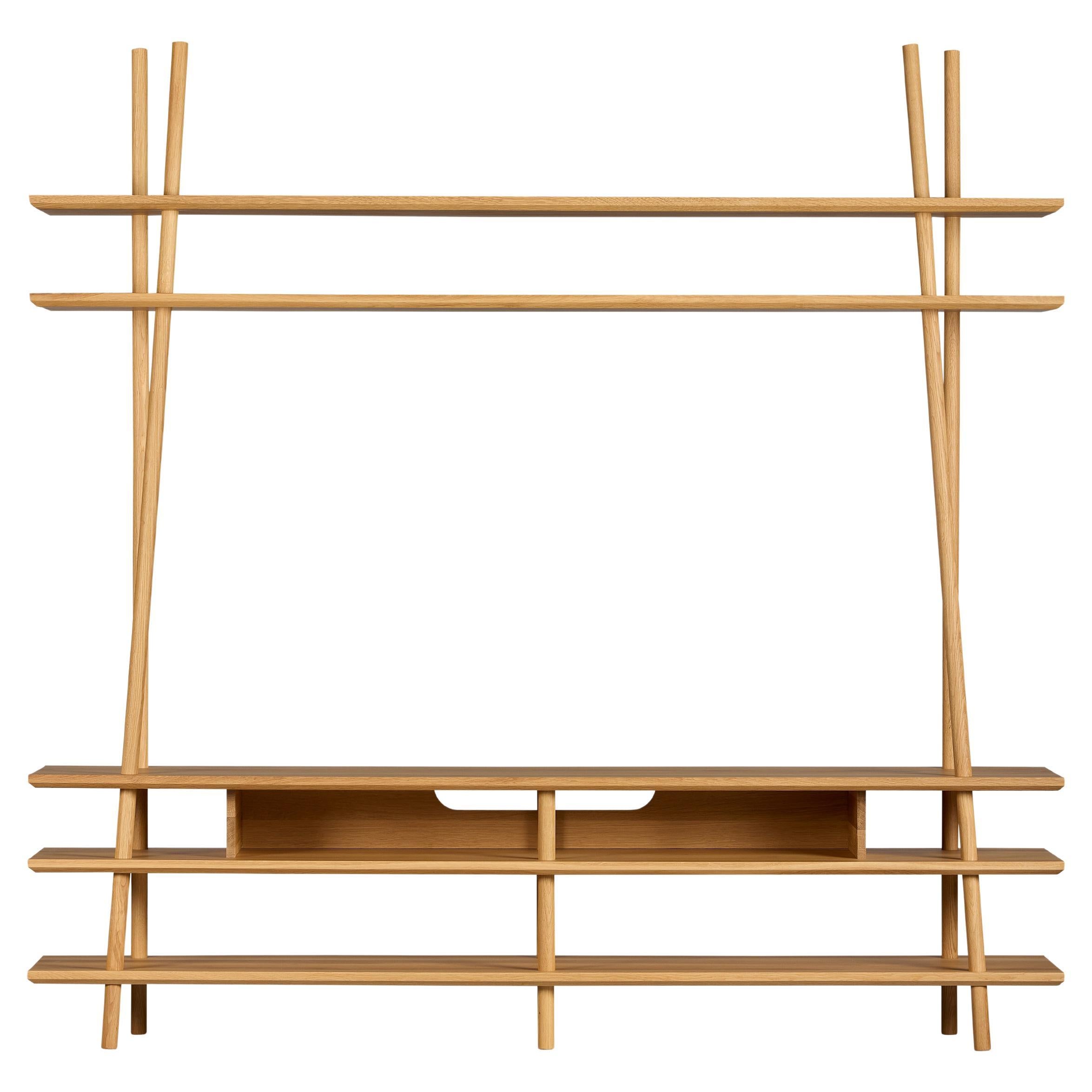 Kavel Bücherregal/TV-Möbel - Massivholz Eiche, naturlackiert