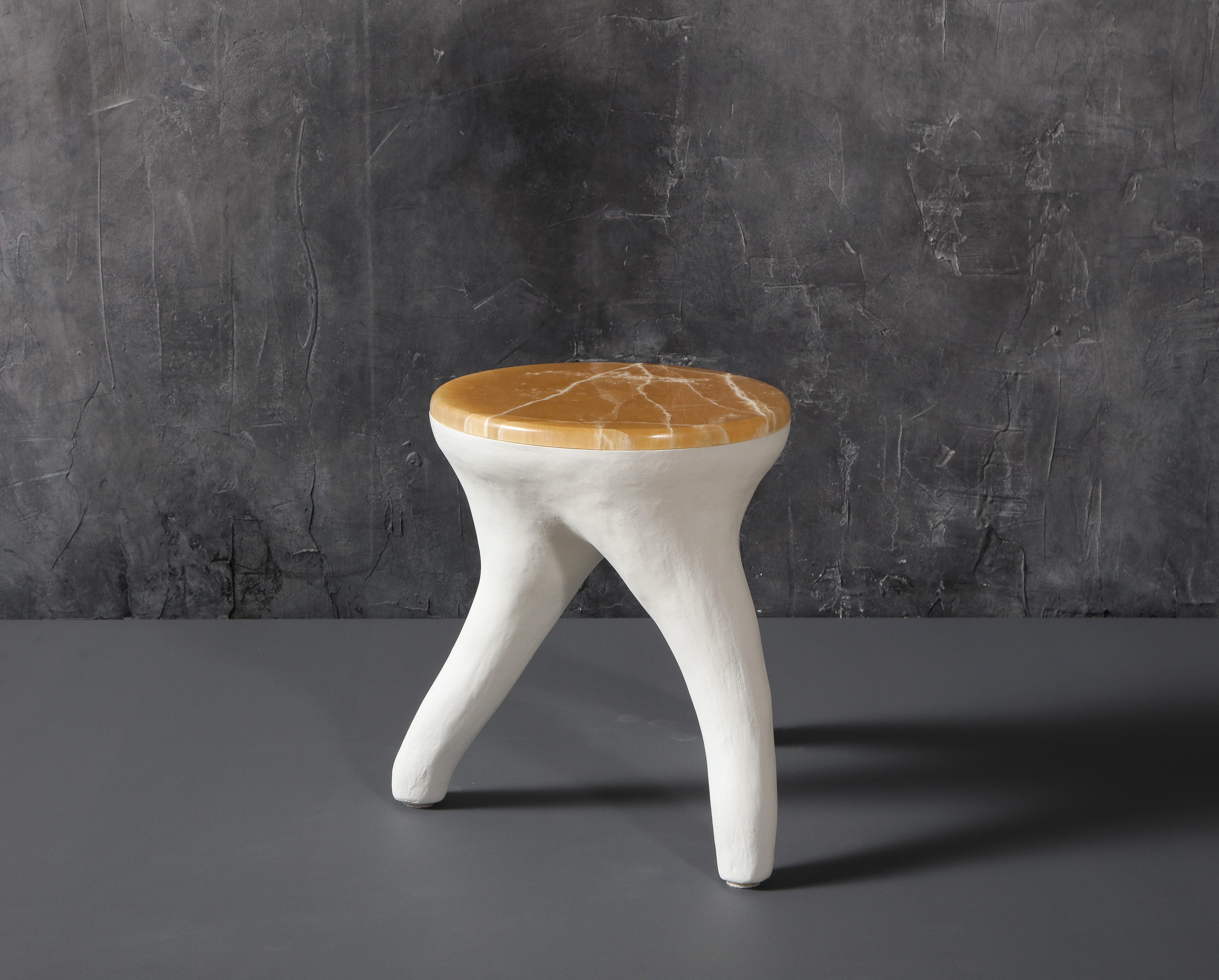 Polished Kavrn Side Table/Stool in Concrete and Amber Onyx by Patrick Weder For Sale