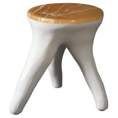 Kavrn Side Table/Stool in Concrete and Amber Onyx by Patrick Weder