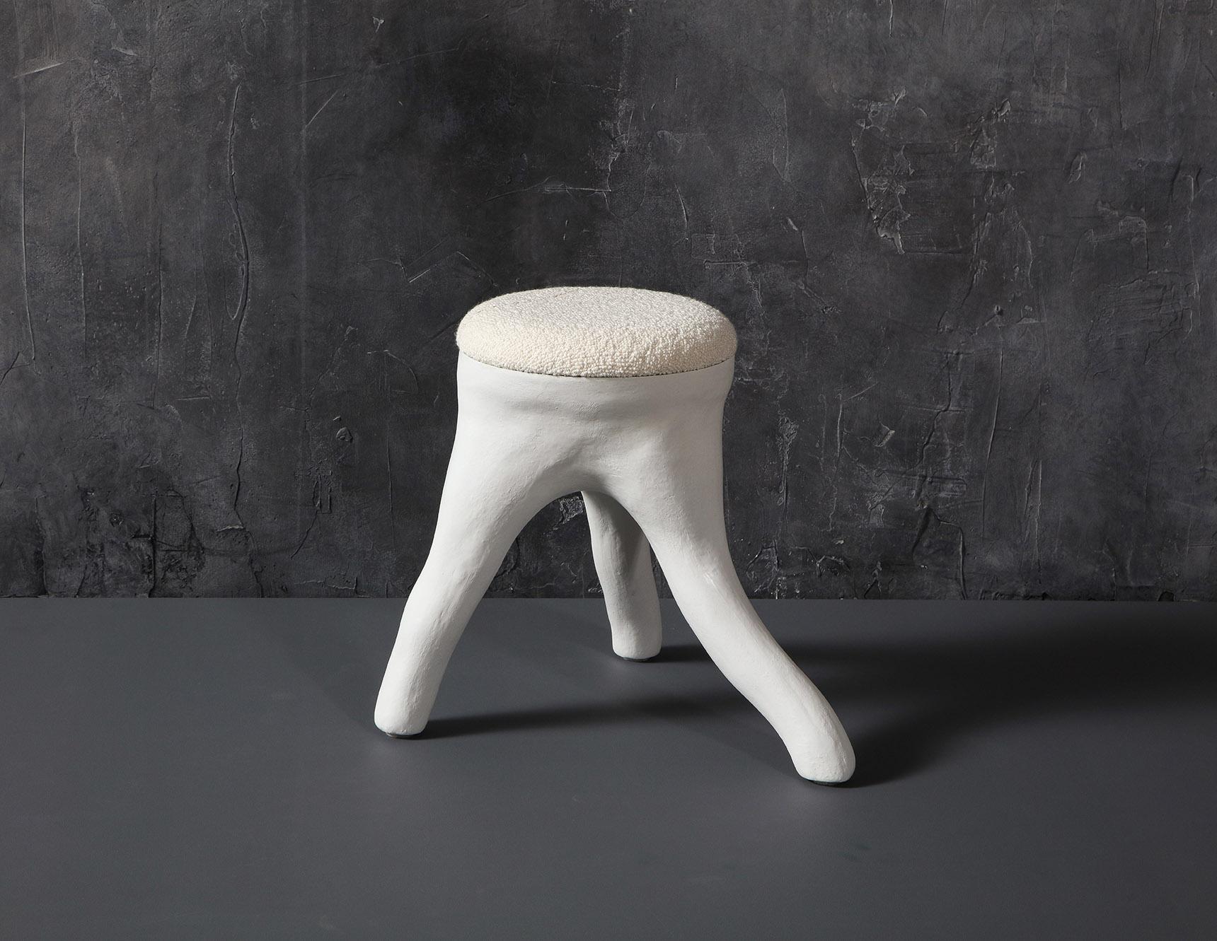 Kavrn Stool, 2021.
Polished concrete, upholstery.
Measures: 18 x 21 x 21 in (top 12 x 12 in).