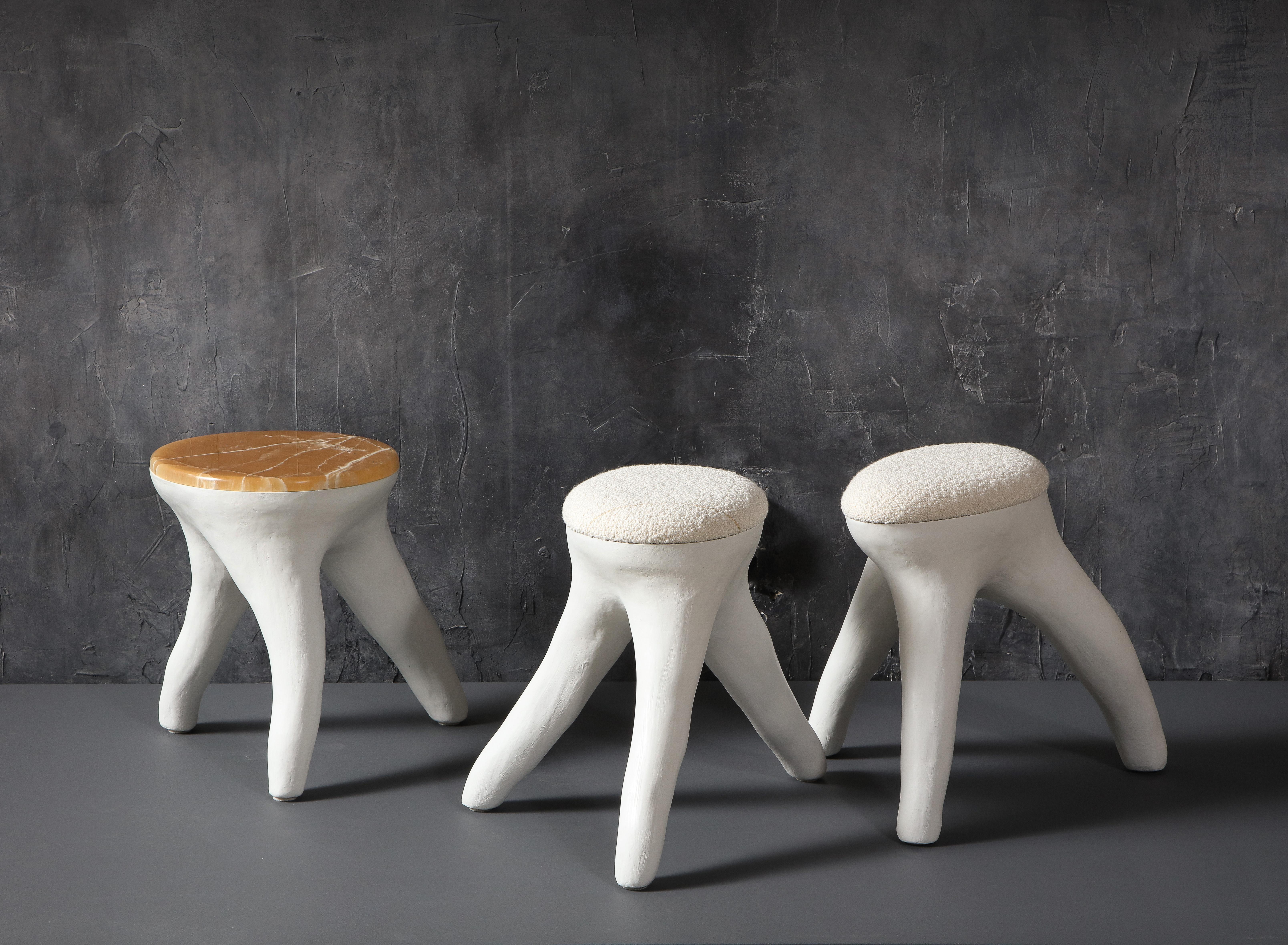 Polished Kavrn Stool in Concrete and Upholstery by Patrick Weder For Sale