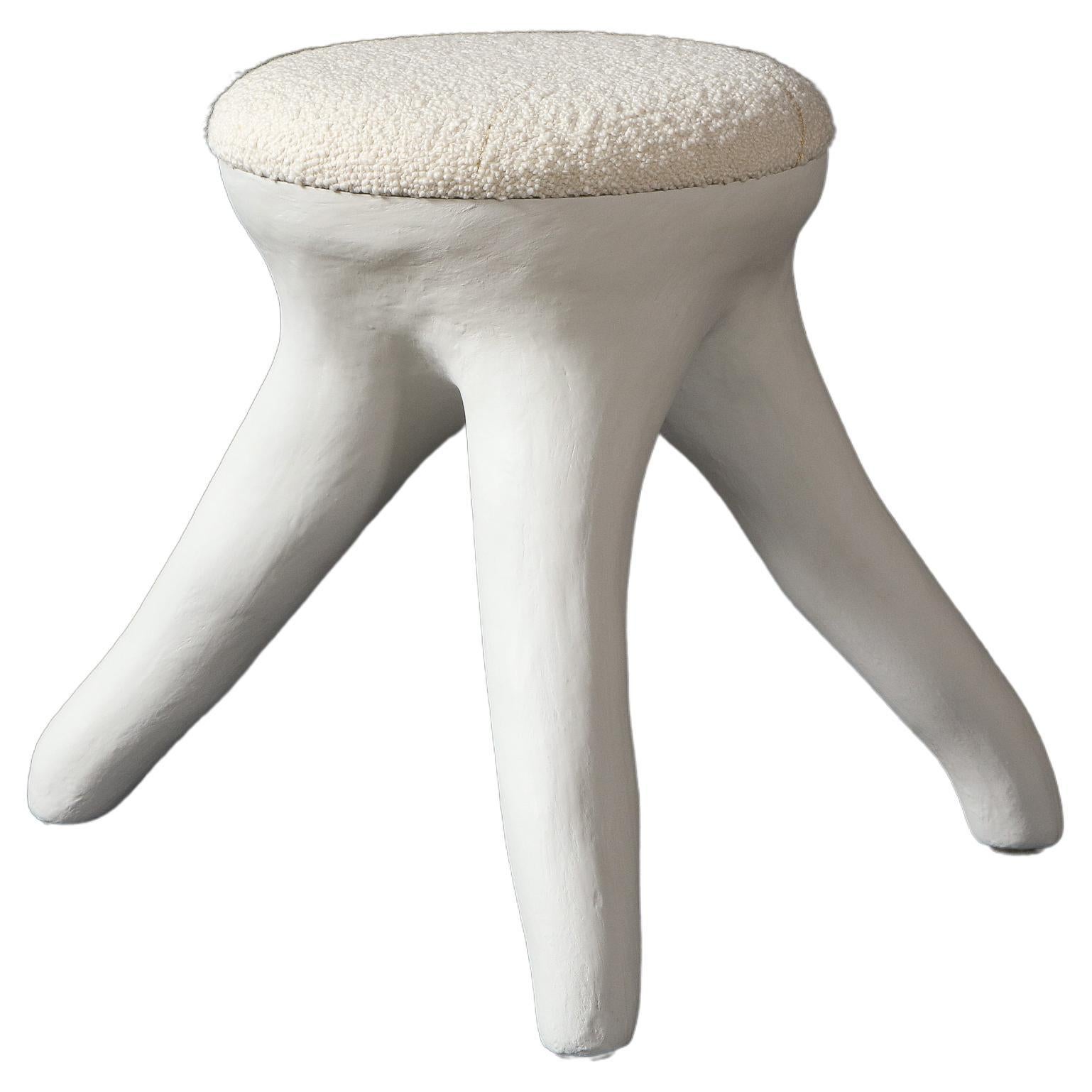 Kavrn Stool in Concrete and Upholstery by Patrick Weder For Sale