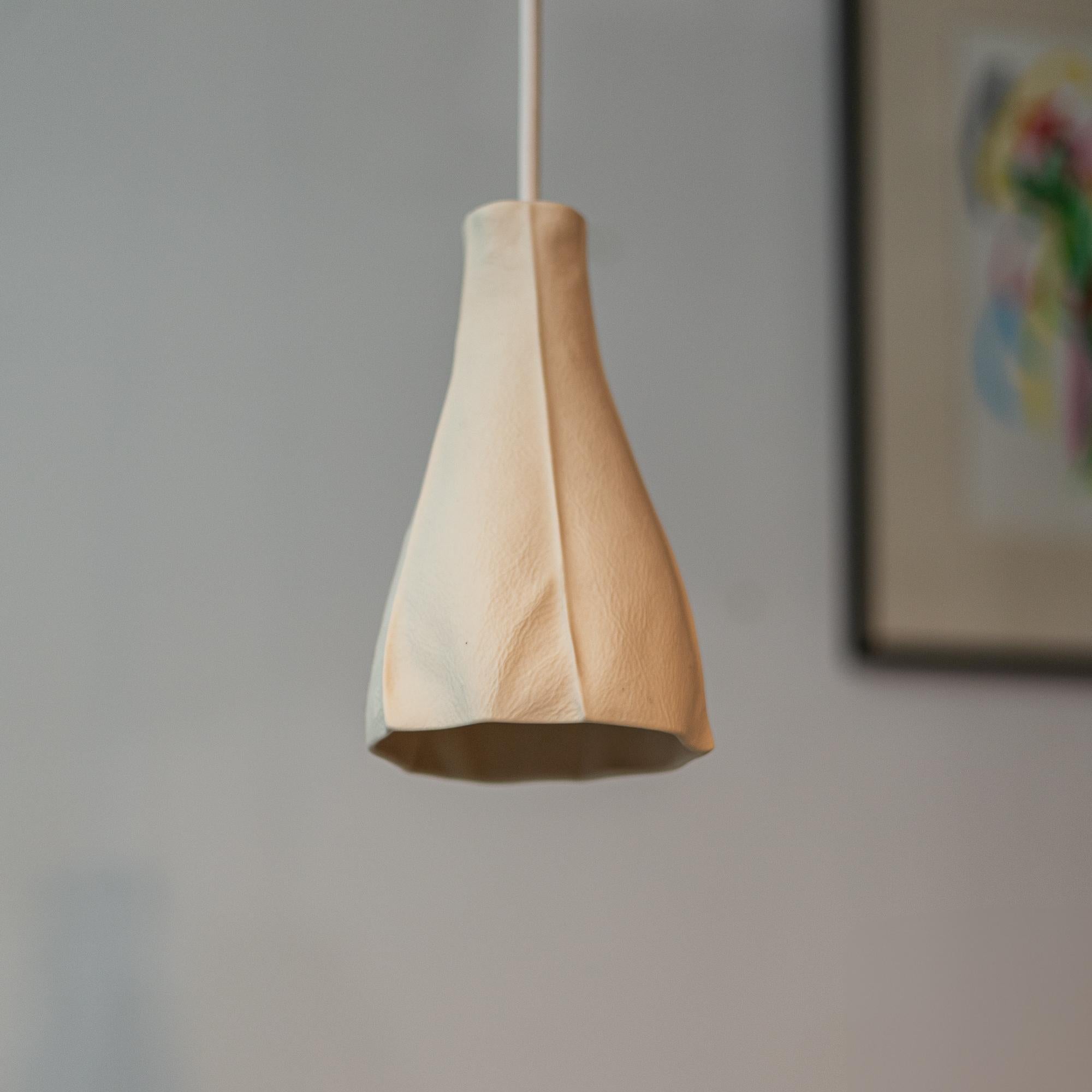 Modern Kawa Light 06, Organic White Porcelain Drop Pendant Light, Mini Pendant Lighting For Sale