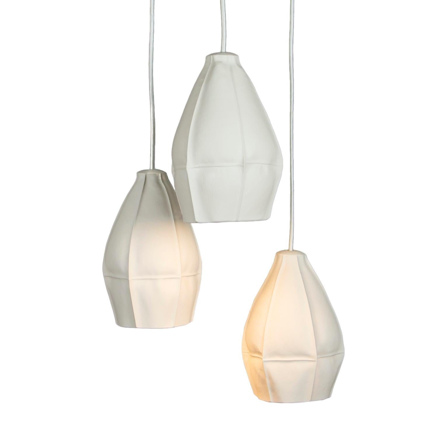 Cast Kawa Pendant Cluster from Souda, Cluster of 7, Black Cord, Made to Order For Sale