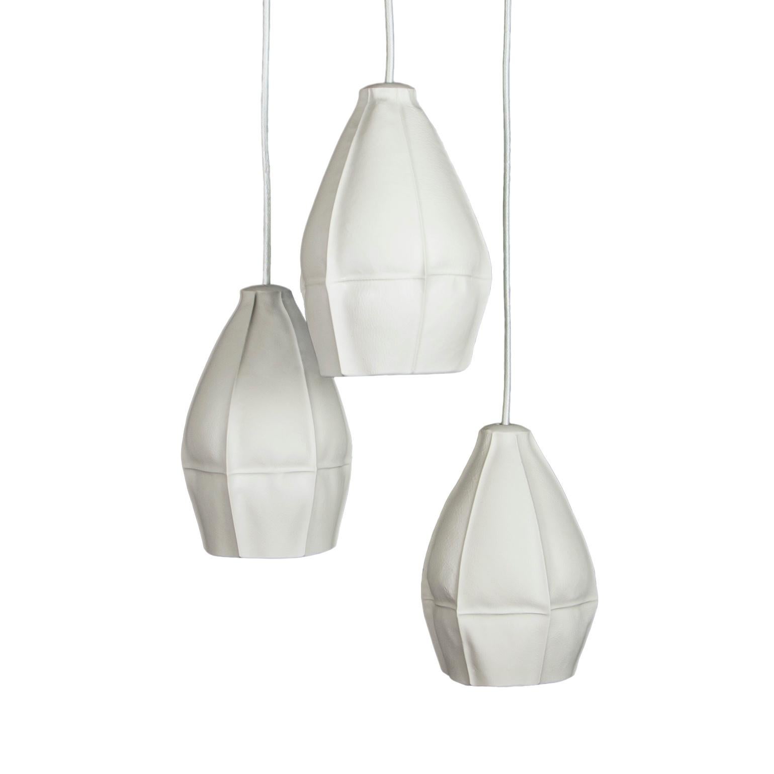 Cast Kawa Pendant Light Cluster of Three from Souda, Black Cord, Made to Order For Sale