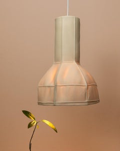 Kawa Series Light 05, White Organic Modern Porcelain Pendant Lamp, Leather Cast