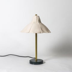 Kawa Series Table Lamp 03, Organic Textured White Porcelain, Green Marble Base