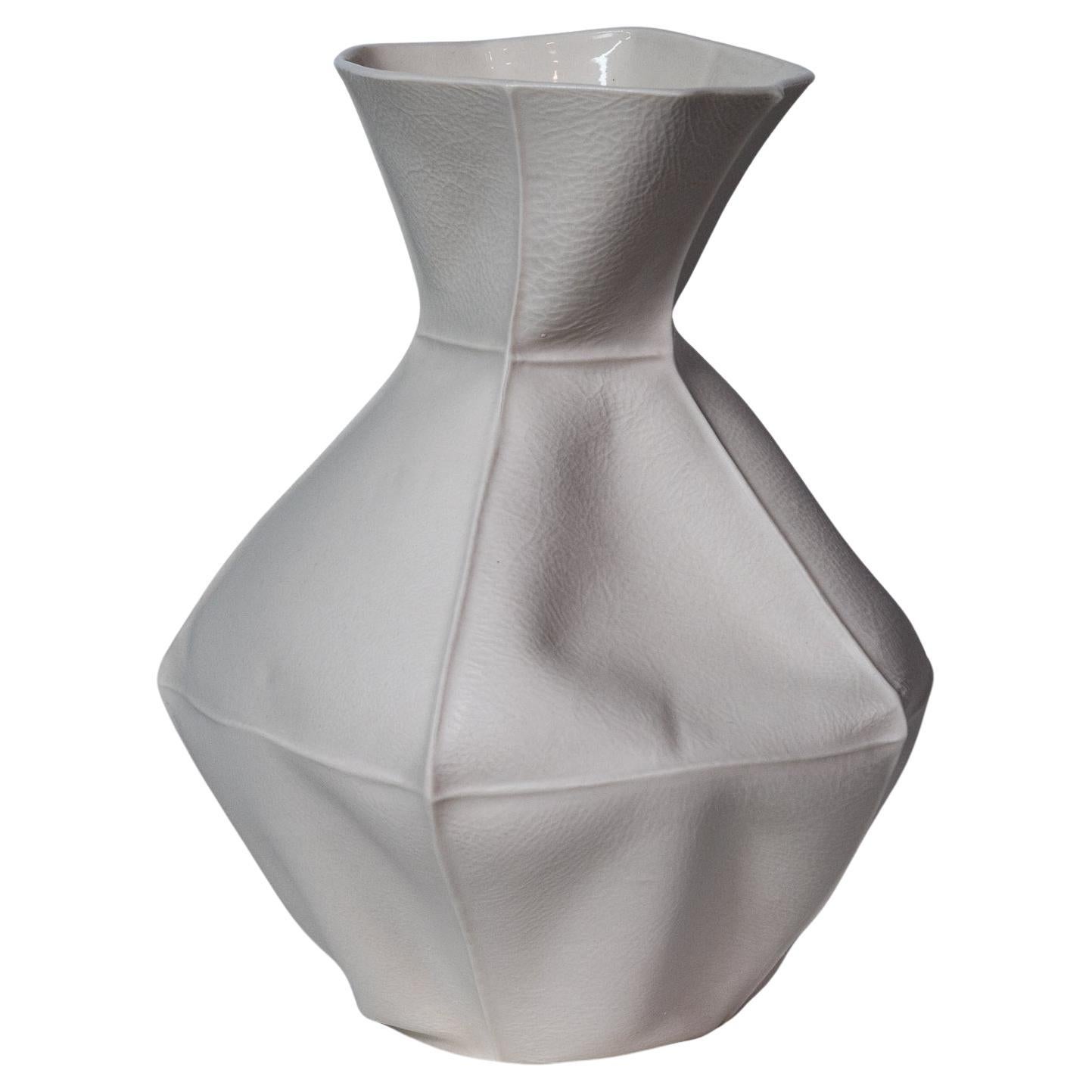 Kawa Vase 22, Large White Organic Porcelain Vase, Tactile Ceramic Vessel