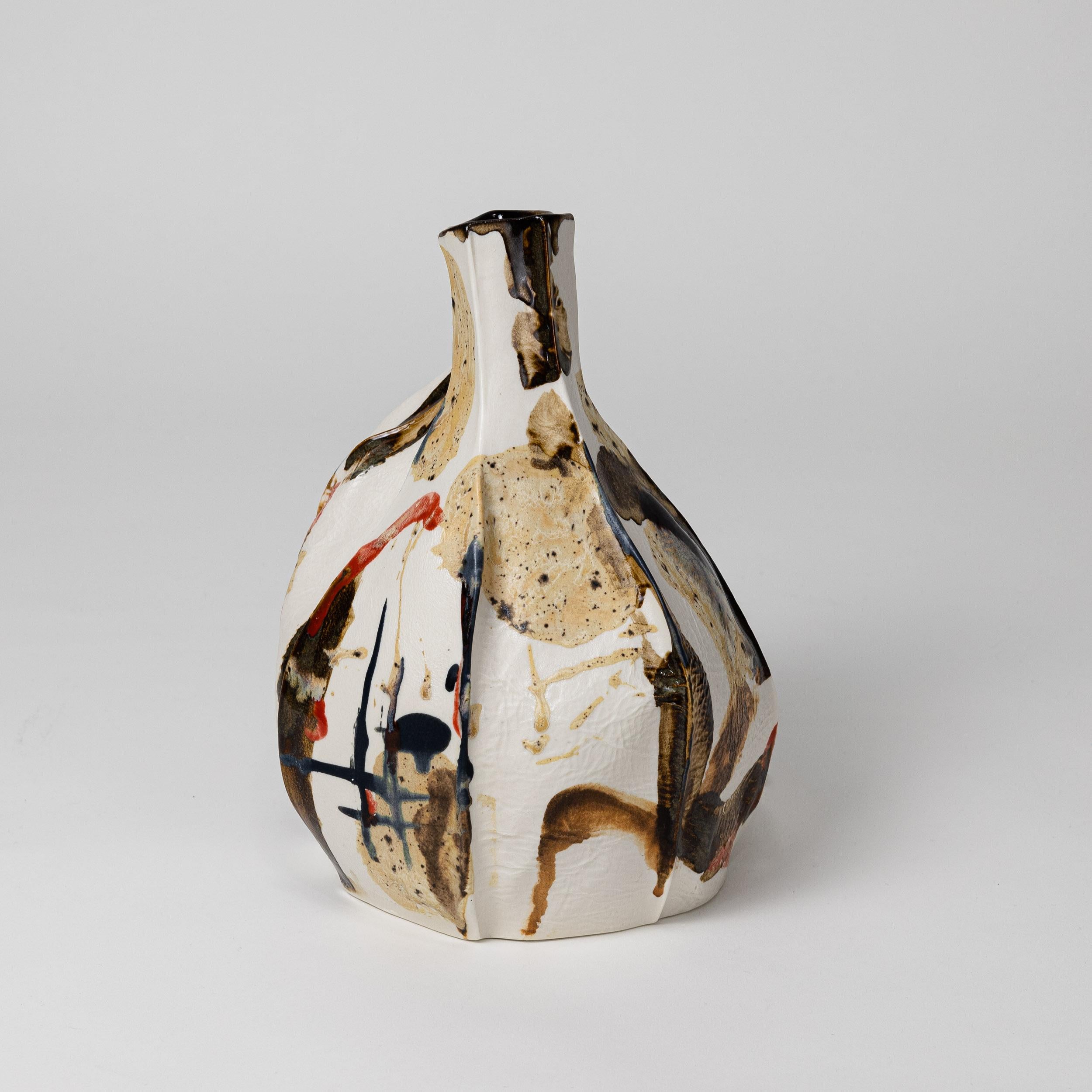American Kawa Vase 7.2 Multicolored SAMPLE, organic, ceramic, porcelain, glazed, abstract For Sale