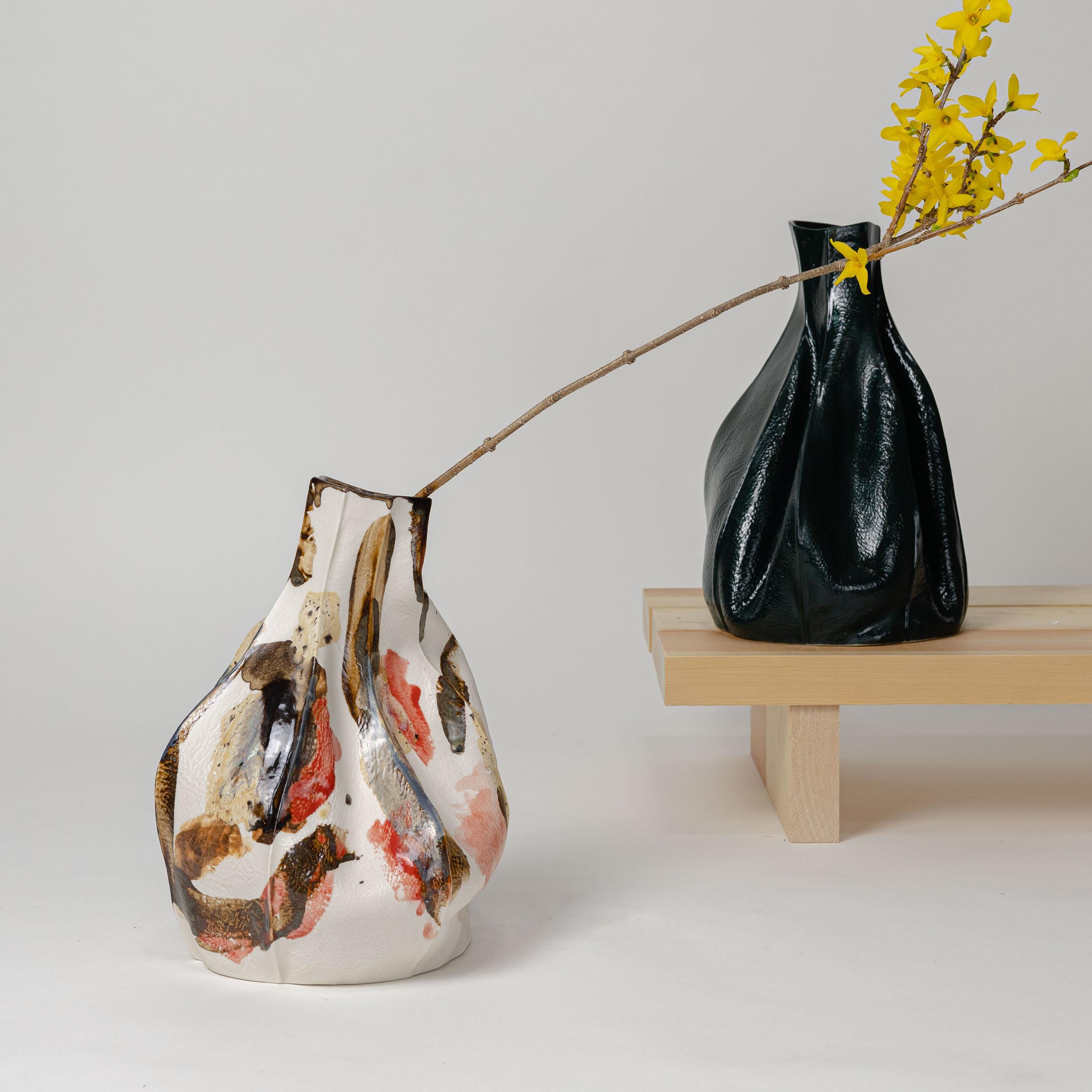 Glazed Kawa Vase 7.2 Multicolored SAMPLE, organic, ceramic, porcelain, glazed, abstract For Sale