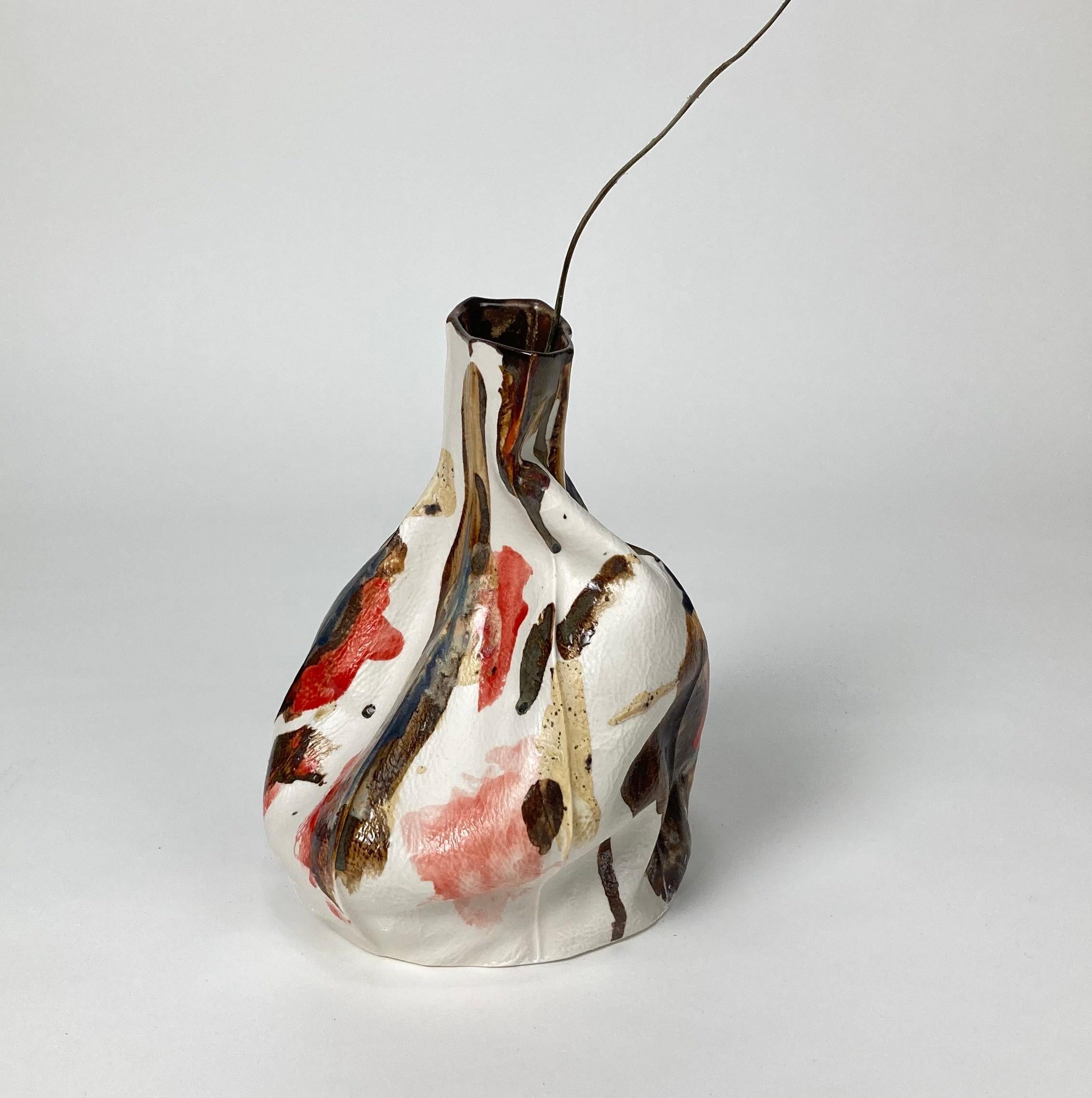 Kawa Vase 7.2 Multicolored SAMPLE, organic, ceramic, porcelain, glazed, abstract In New Condition For Sale In Brooklyn, NY