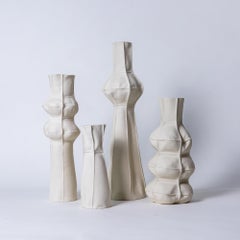 Kawa Vase, Set di 4 B, Vaso scultoreo in ceramica bianca, porcellana, organico
