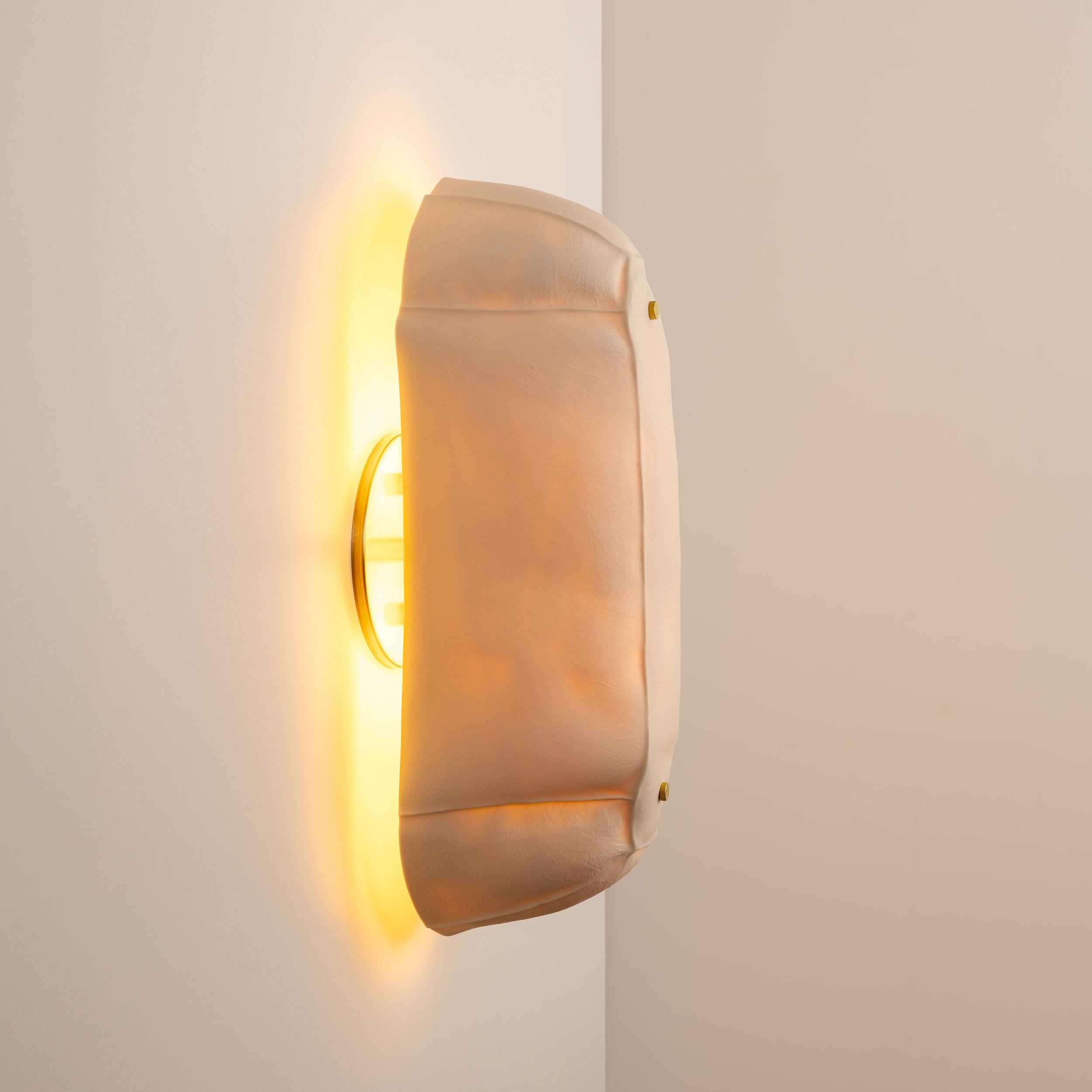 Kawa Wall Sconce 01, Porcelain, Brass, Ceramic Wall Light, Organic, Handmade In New Condition For Sale In Brooklyn, NY