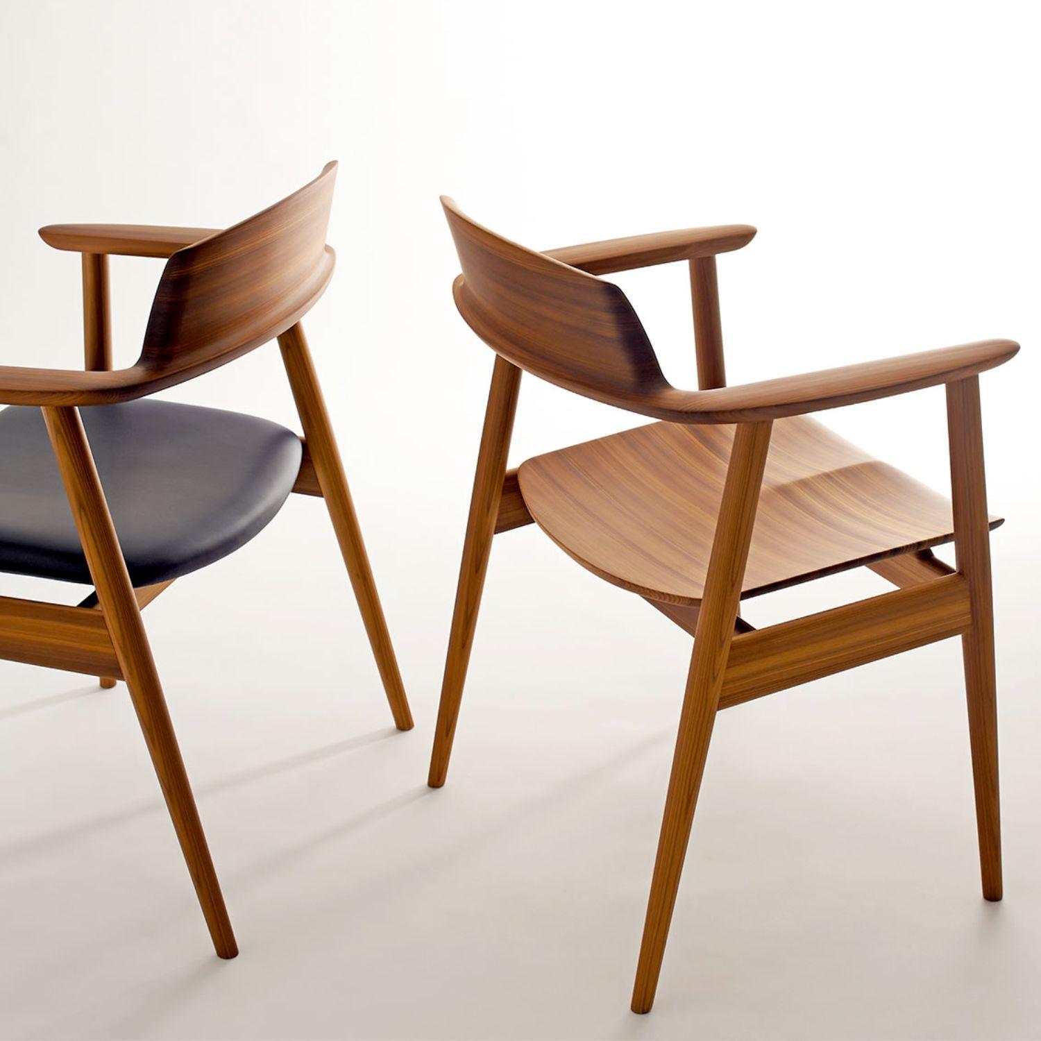 Pressed Kawakami 'Kisaragi' Model KJ200 Chair in Japanese Cedar and Upholstery for Hida For Sale