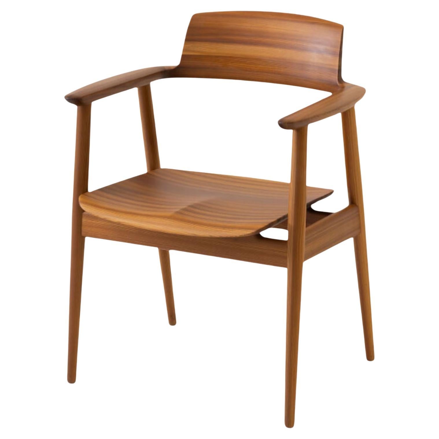 Kawakami 'Kisaragi' Model KJ200 Chair in Japanese Cedar and Upholstery for Hida In New Condition For Sale In Glendale, CA