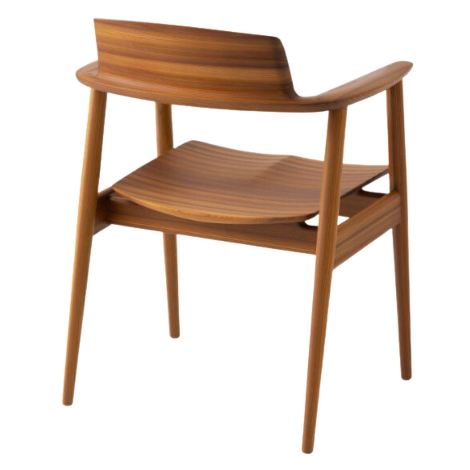 Kawakami 'Kisaragi' Model KJ200 Chair in Japanese Cedar and Upholstery for Hida For Sale 2