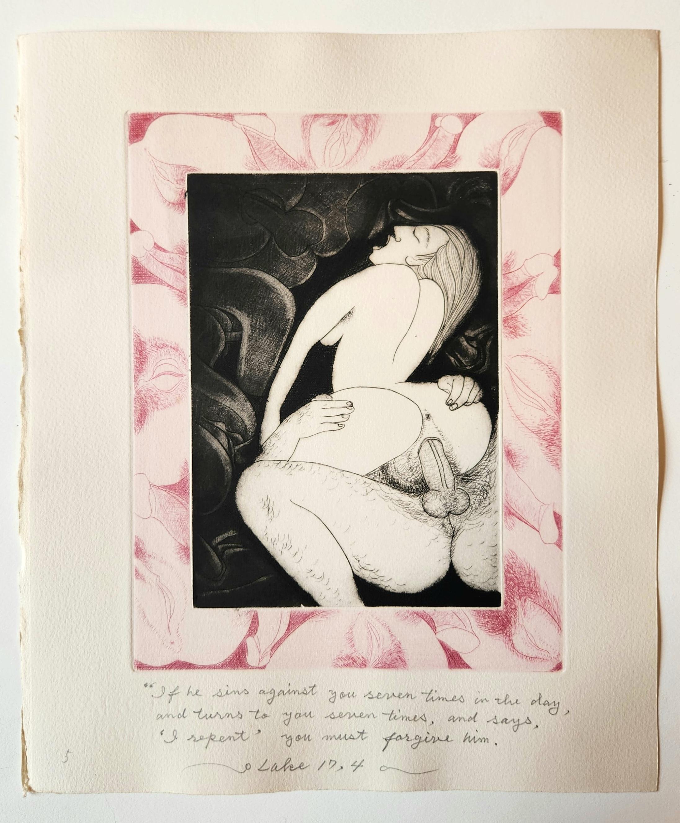 Single Edition of Contemporary Shunga Book of Etchings -- O Man of Little Faith For Sale 11