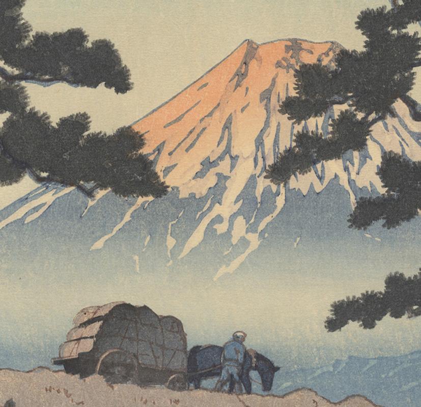 Showa Kawase Hasui 20th Century Shin-Hanga Japanese Woodblock Print Ukiyo-E, Fuji