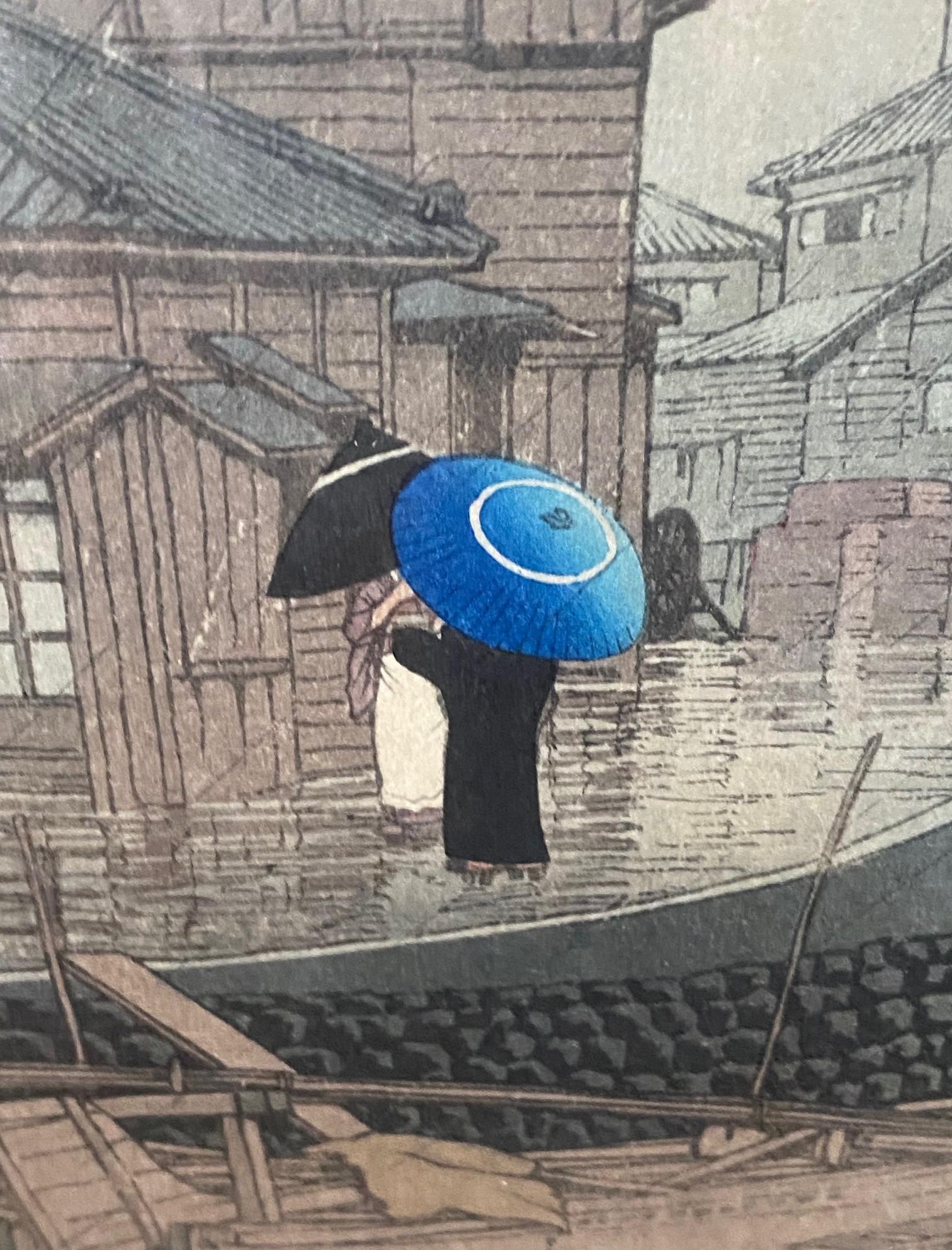 Kawase Hasui Shinagawa d'après des vues de la série Tokaido en vente 4