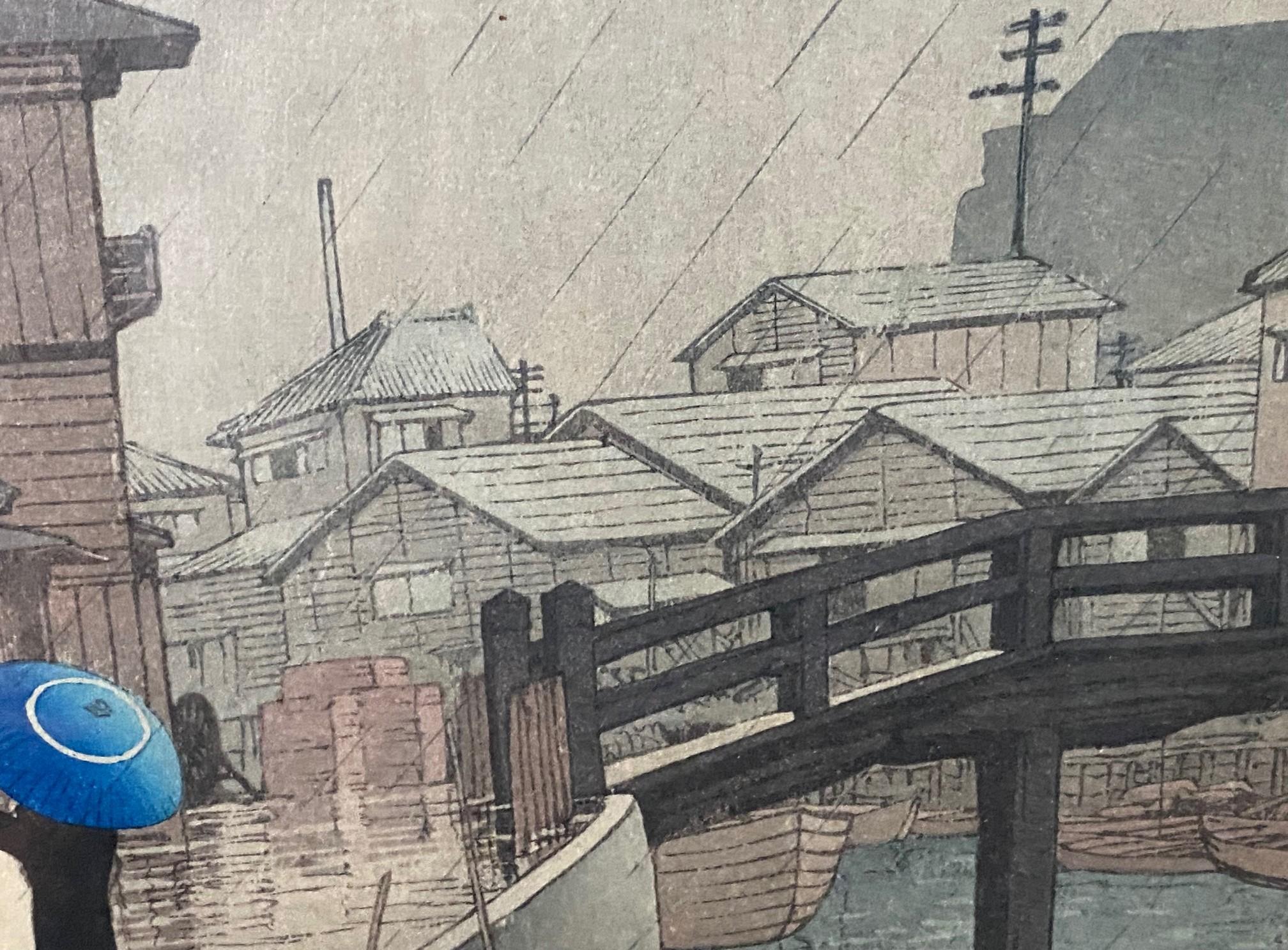Kawase Hasui Shinagawa d'après des vues de la série Tokaido en vente 8