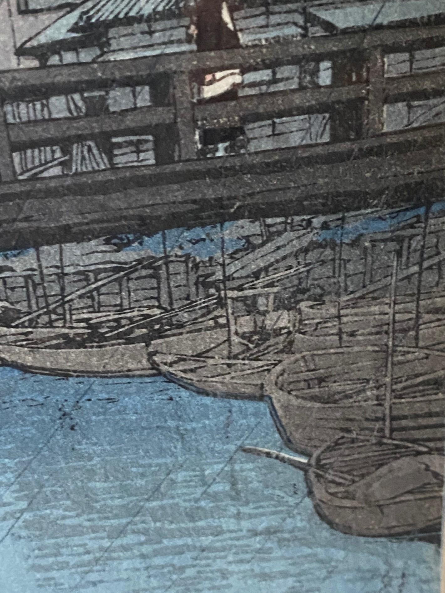Kawase Hasui Shinagawa d'après des vues de la série Tokaido en vente 11