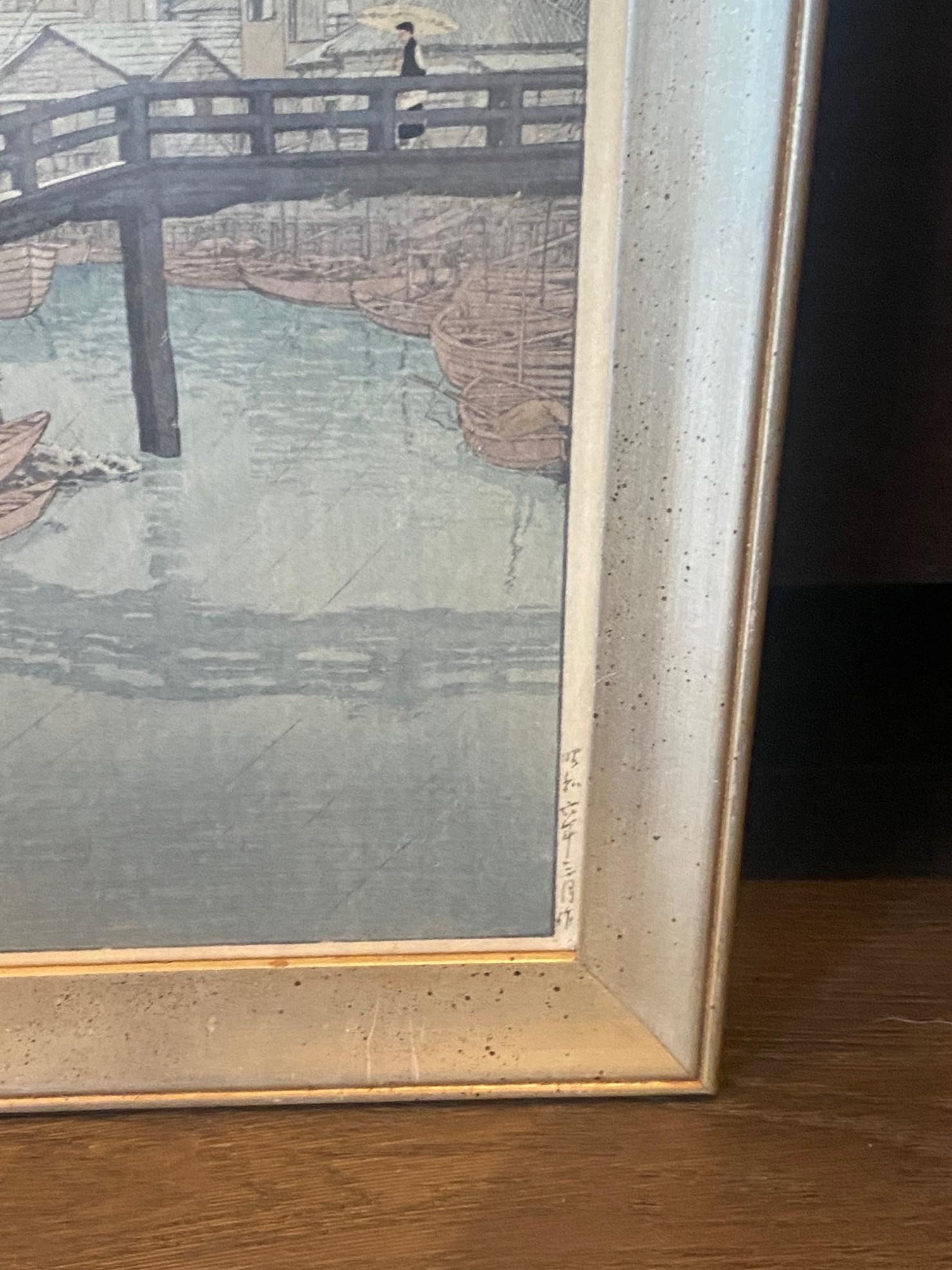 Milieu du XXe siècle Kawase Hasui Shinagawa d'après des vues de la série Tokaido en vente