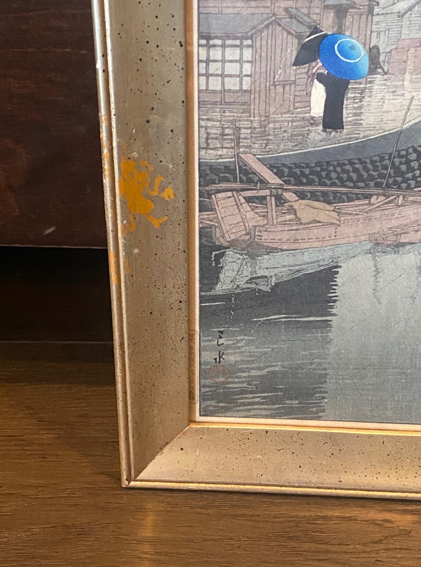 Bois Kawase Hasui Shinagawa d'après des vues de la série Tokaido en vente
