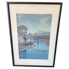 Vintage Kawase Hasui Japanese Woodblock Print Shinagawa From Views of the Tokaido Series