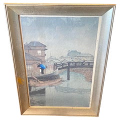 Kawase Hasui Stampa su lastra di legno giapponese Shinagawa Dalla serie Views of the Tokaido Kawase Hasui Stampa su lastra di legno giapponese Shinagawa Dalla serie Views of the Tokaido