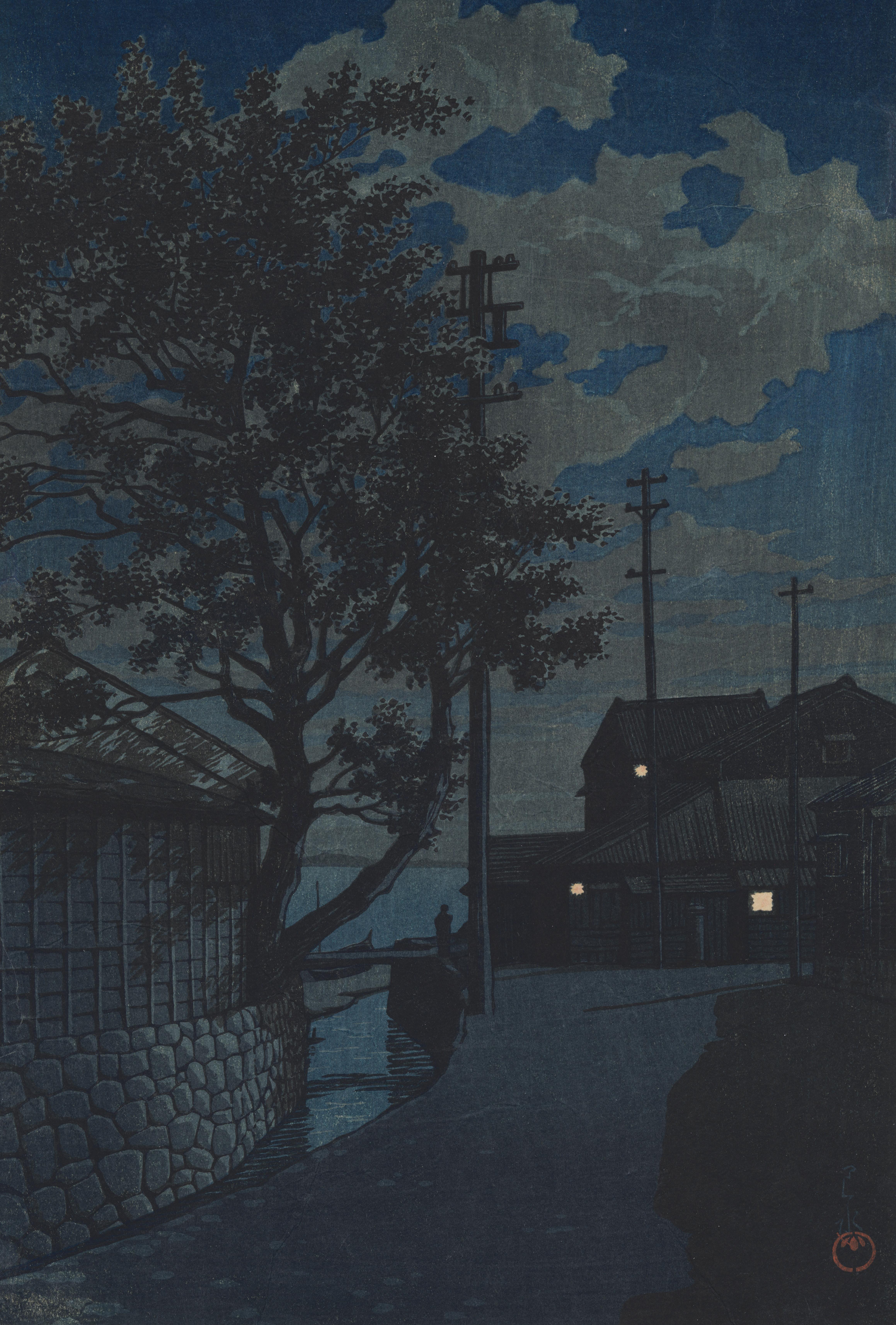 Kamezaki Bishu (Première édition) - Print de Kawase Hasui