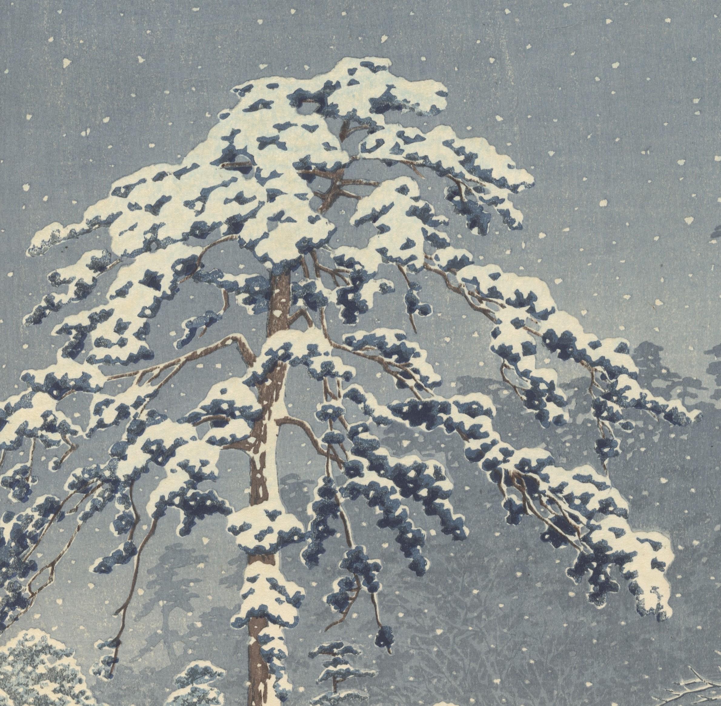 Kawase Hasui, Honmonji Temple, Shin Hanga, Snowy Landscape, Ukiyo-e, Modern 4