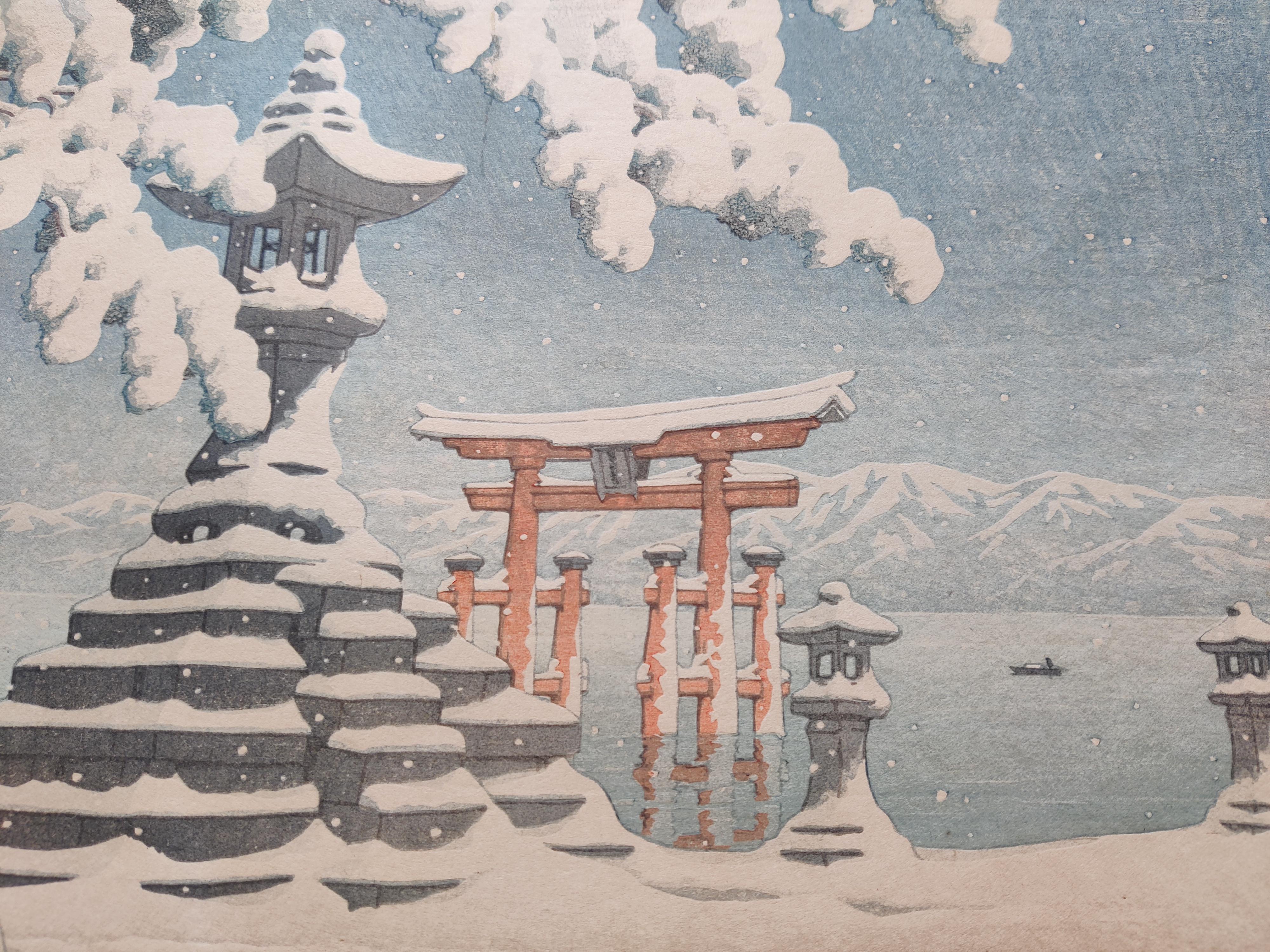 Kawase Hasui -- Porte Torii à Miyajima dans la mer intérieure du Japon en vente 1
