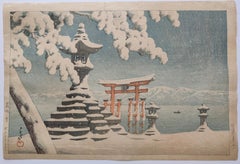 Kawase Hasui -- Porta di Torii a Miyajima nel Mare Interno del Giappone