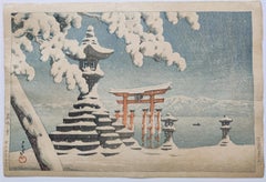 Kawase Hasui -- Puerta Torii de Miyajima en el Mar Interior de Japón