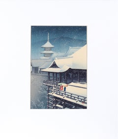 Vintage Kiyomizu Temple in the Snow - Woodblock Print