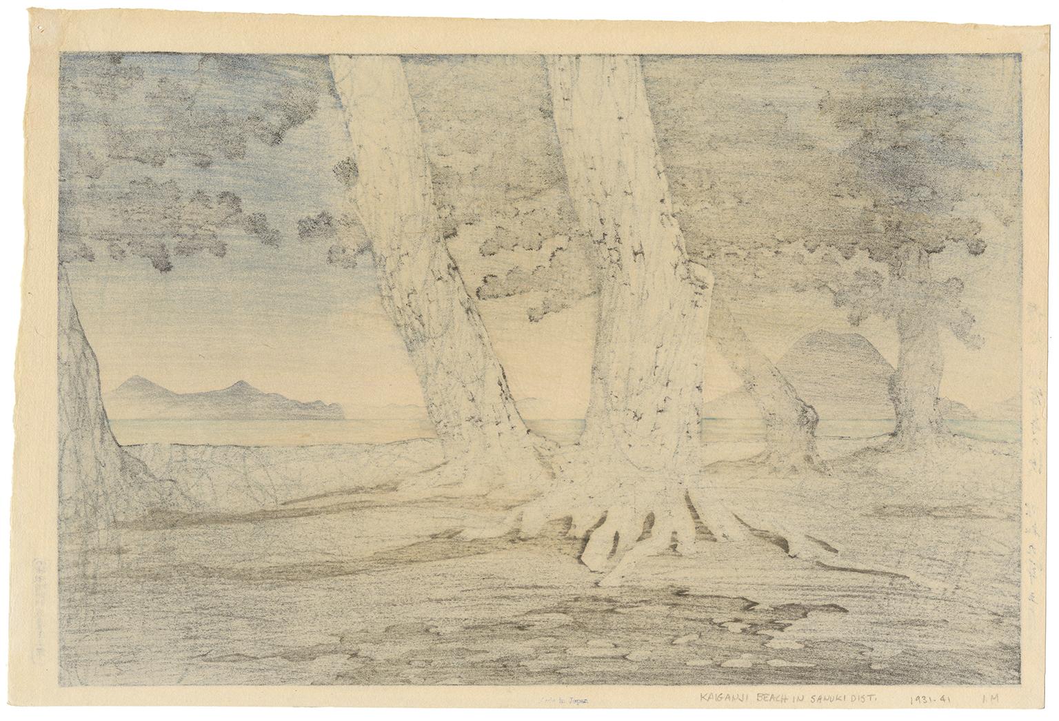The Beach at Kaiganji in Sanuki Province  — Lifetime Impression, 1934 - Print by Kawase Hasui
